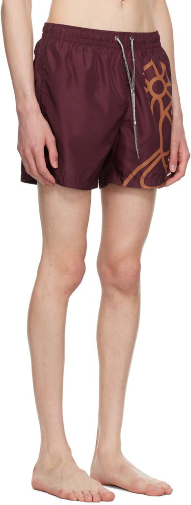 Vivienne Westwood Burgundy Line Orb Swim Shorts