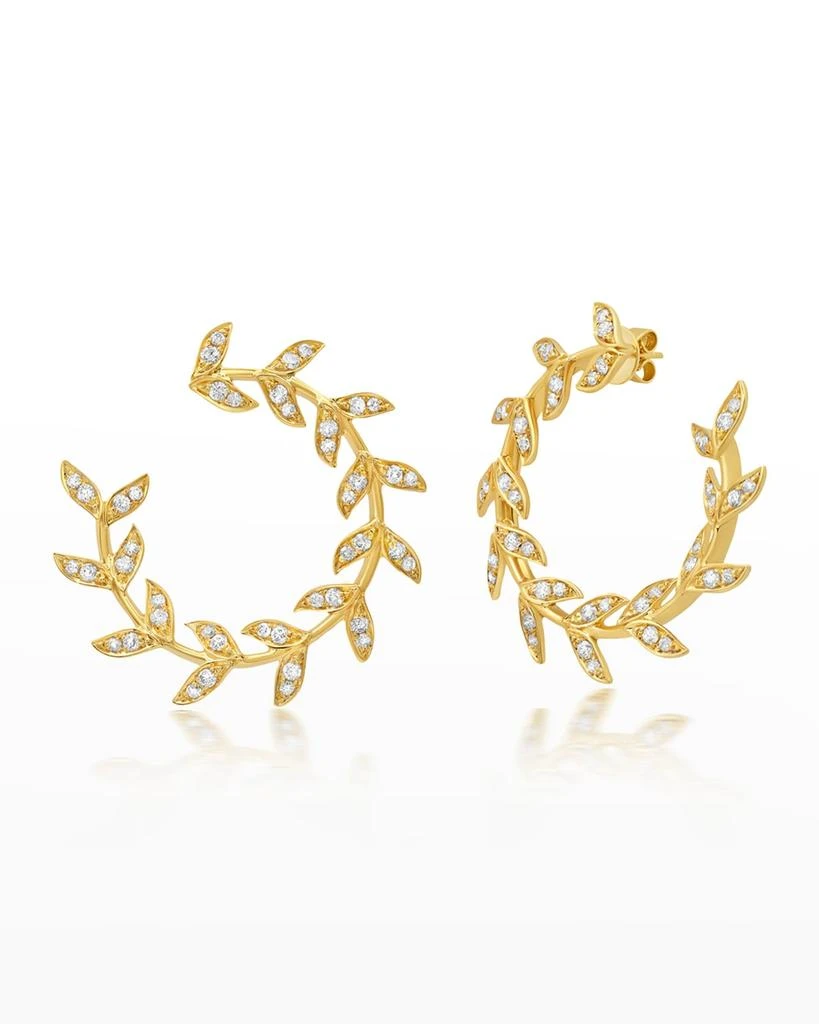 Graziela Gems Diamond Folha Forward Facing Hoop Earrings 1