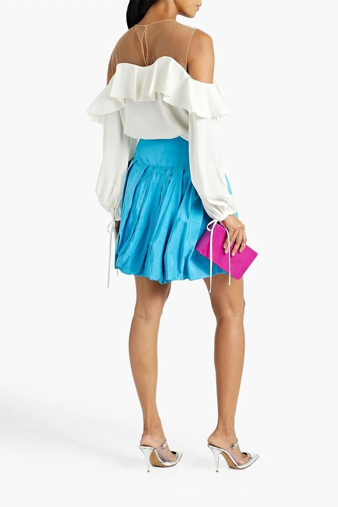 Oscar de la Renta Tulle-trimmed ruffled crepe top 3