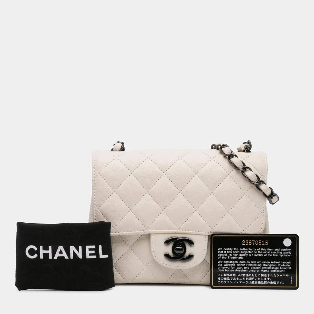 Chanel Chanel Ivory Leather Mini Square Classic Single Flap Bag 10