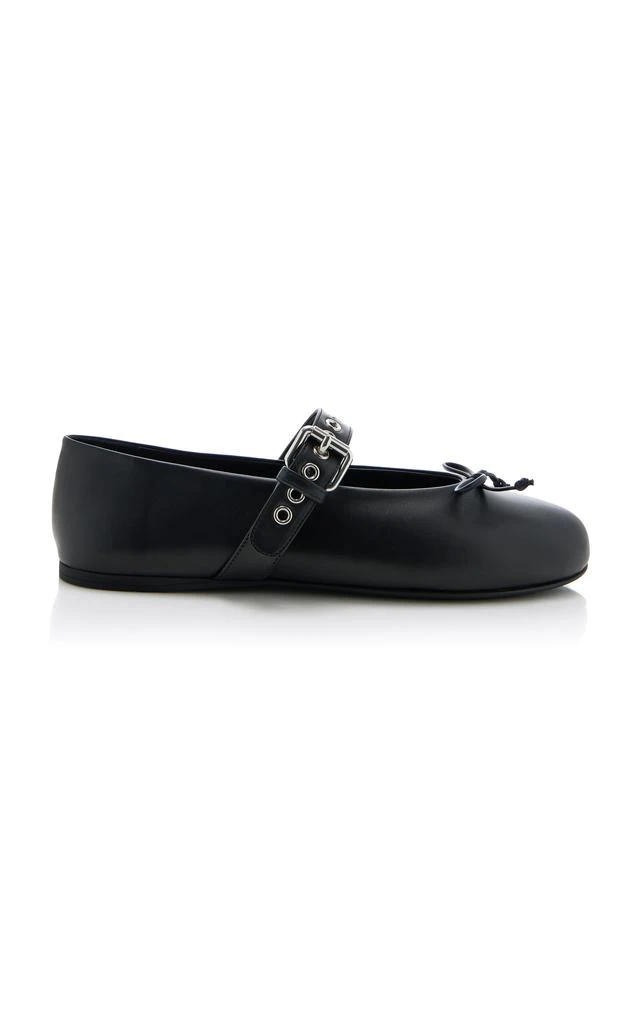 Miu Miu Miu Miu - Buckle-Strap Leather Ballet Flats        - Black - IT 40.5 - Moda Operandi 1