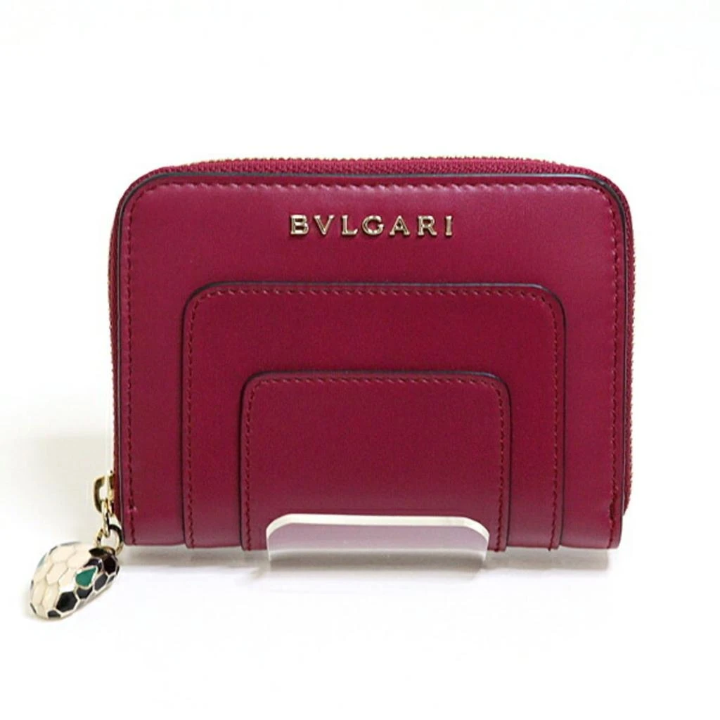 BVLGARI Color Wine Leather Coin Purse/Coin Case (Pre-Owned)