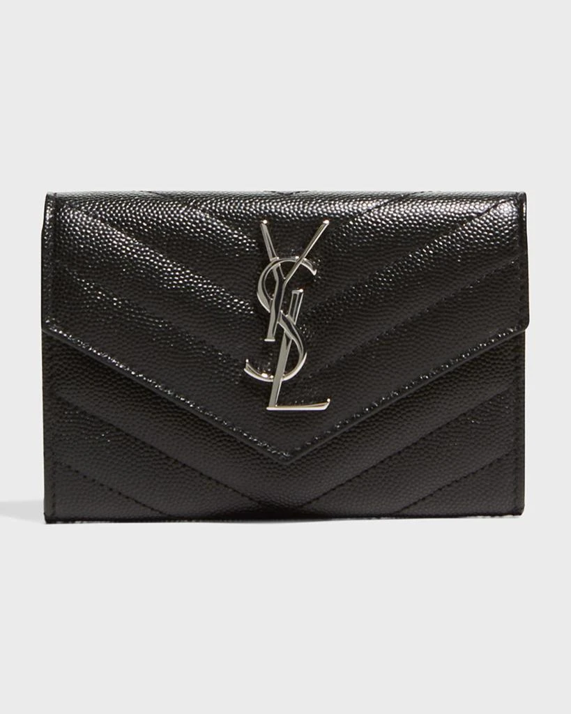 Yves Saint Laurent YSL Monogram Small Flap Wallet in Grained Leather 1