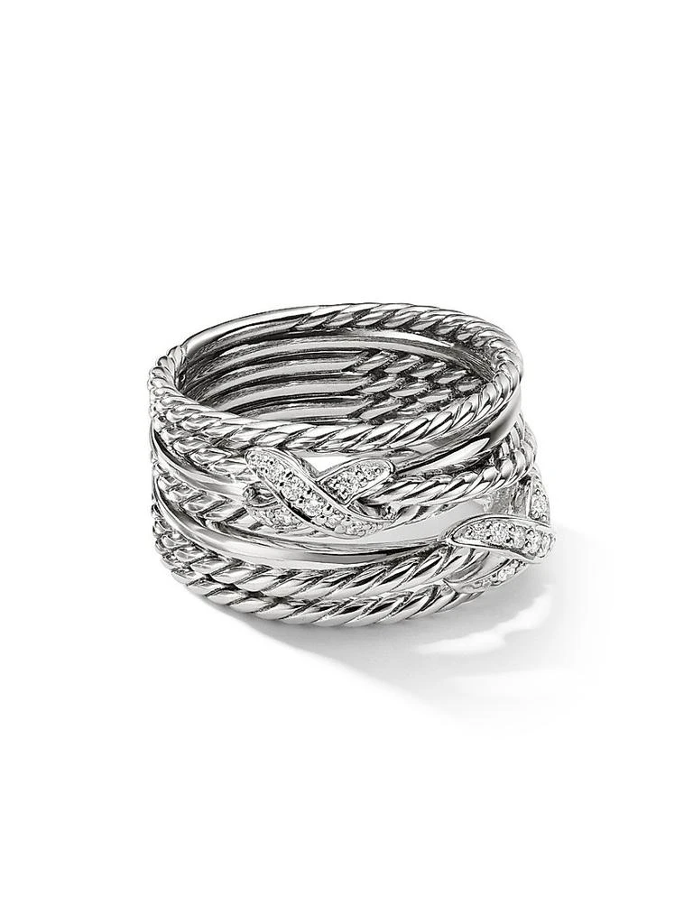 David Yurman Double X Crossover Ring with Pavé Diamonds 1