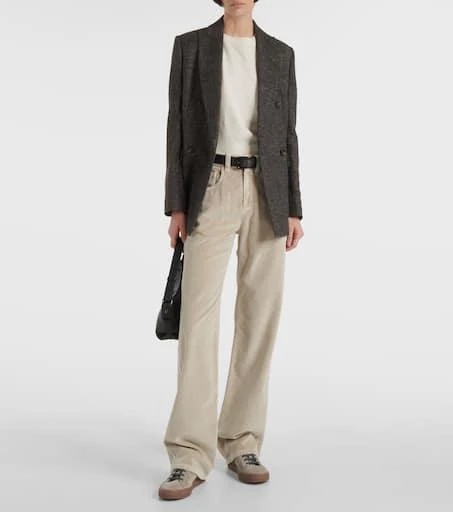Brunello Cucinelli Mid-rise cotton velvet straight pants 2