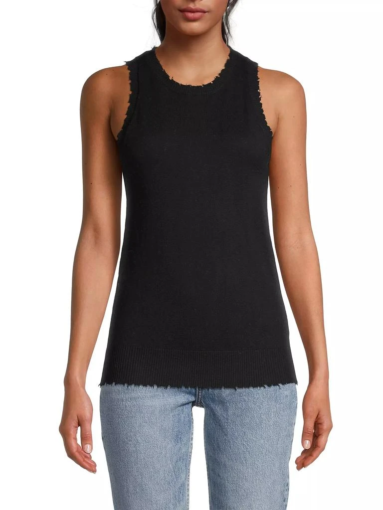 Minnie Rose Frayed Cotton-Blend Sweater Tank 3