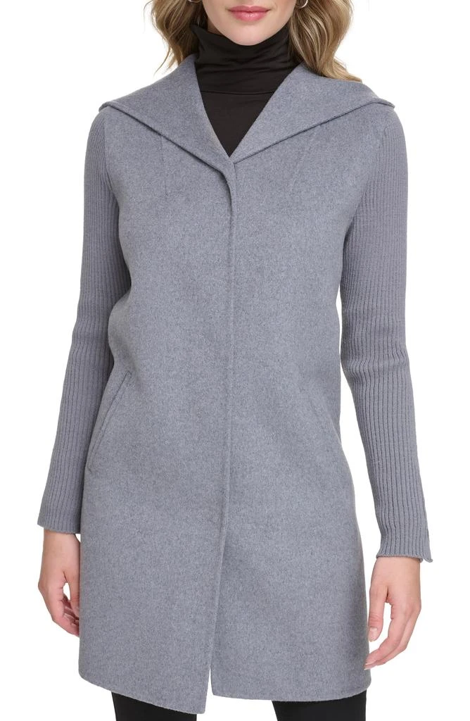 Kenneth Cole Double Face Wool Blend Hooded Coat 6
