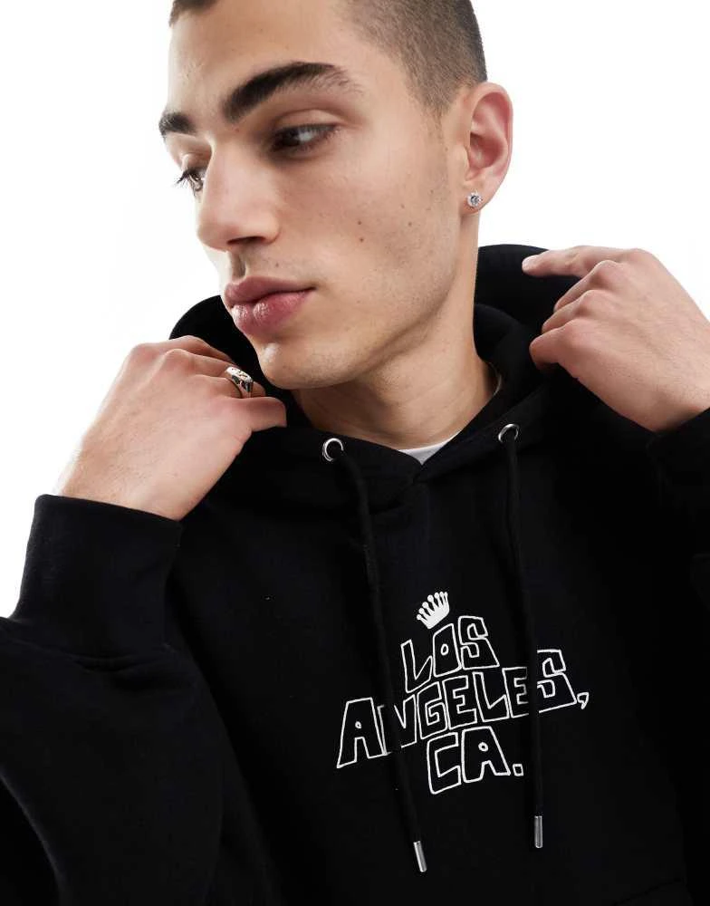 Bershka Bershka Los Angeles printed hoodie in black 2