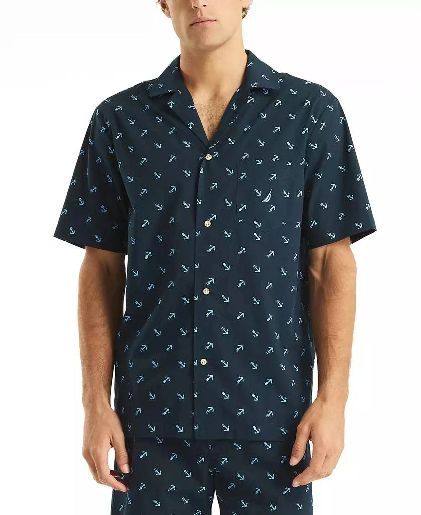Nautica Men's Crafted Printed Camp Sleep Pajama Shirt 1