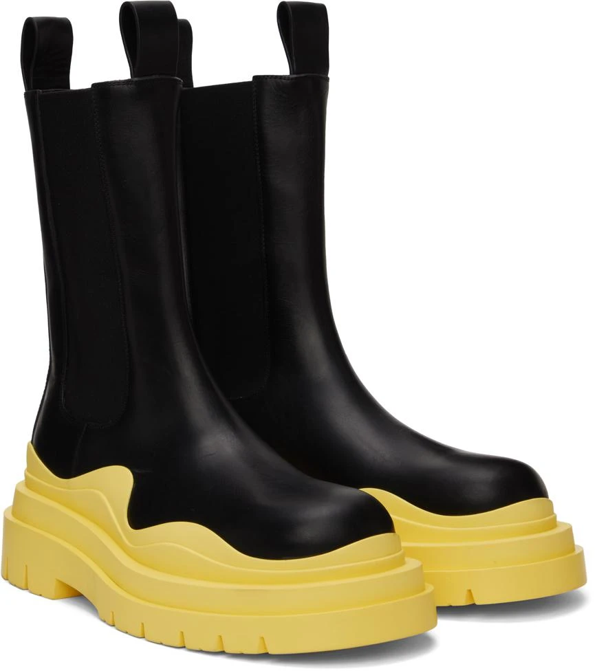 Bottega Veneta Black & Yellow Tire Chelsea Boots 4