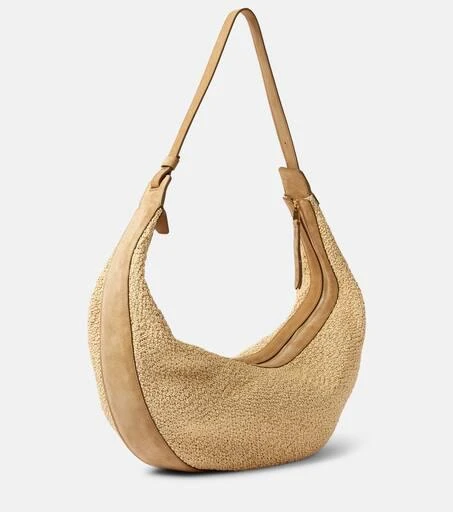 Khaite Augustina suede-trimmed raffia shoulder bag 4