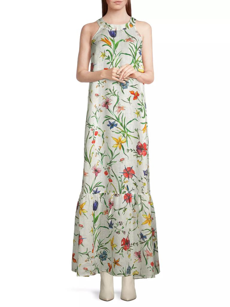 120% Lino Linen Floral Maxi Dress