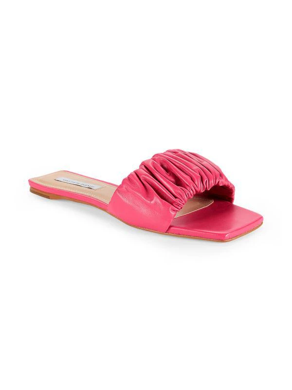 Saks Fifth Avenue Scrunch Leather Flat Sandals 2