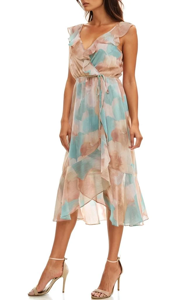 Socialite Ruffle Faux Wrap Chiffon Midi Dress 4