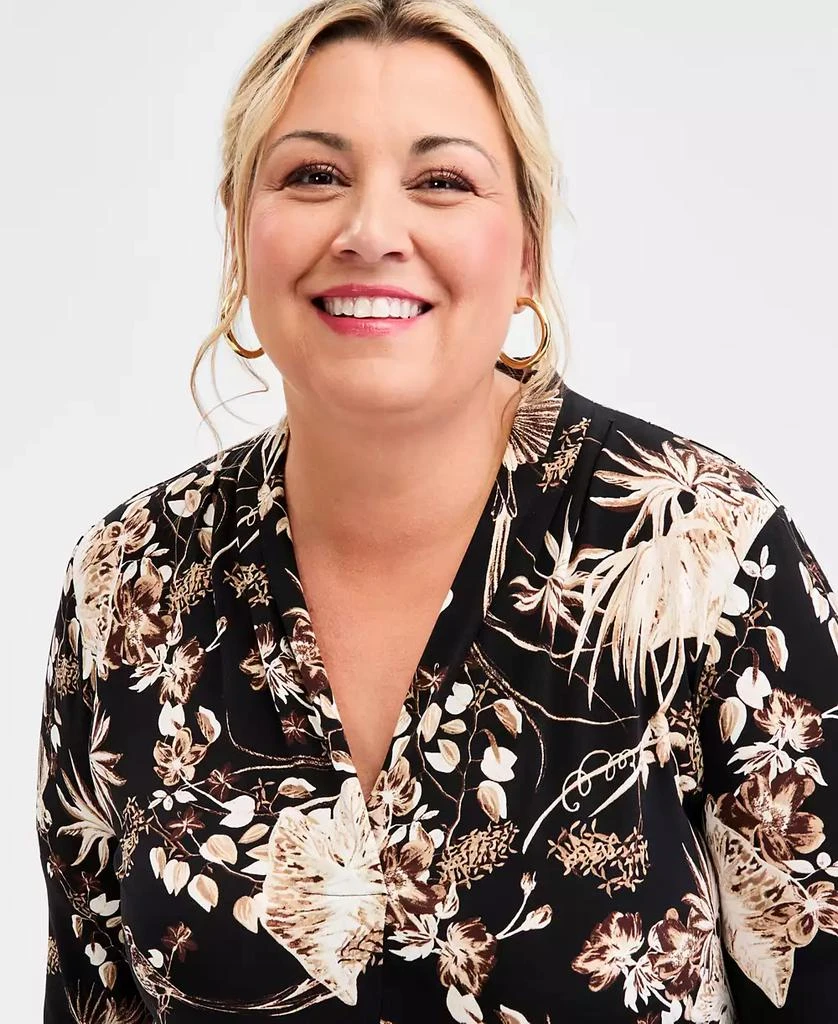 JM Collection Plus Size Printed 3/4-Sleeve Top, Macy
s Exclusive 3