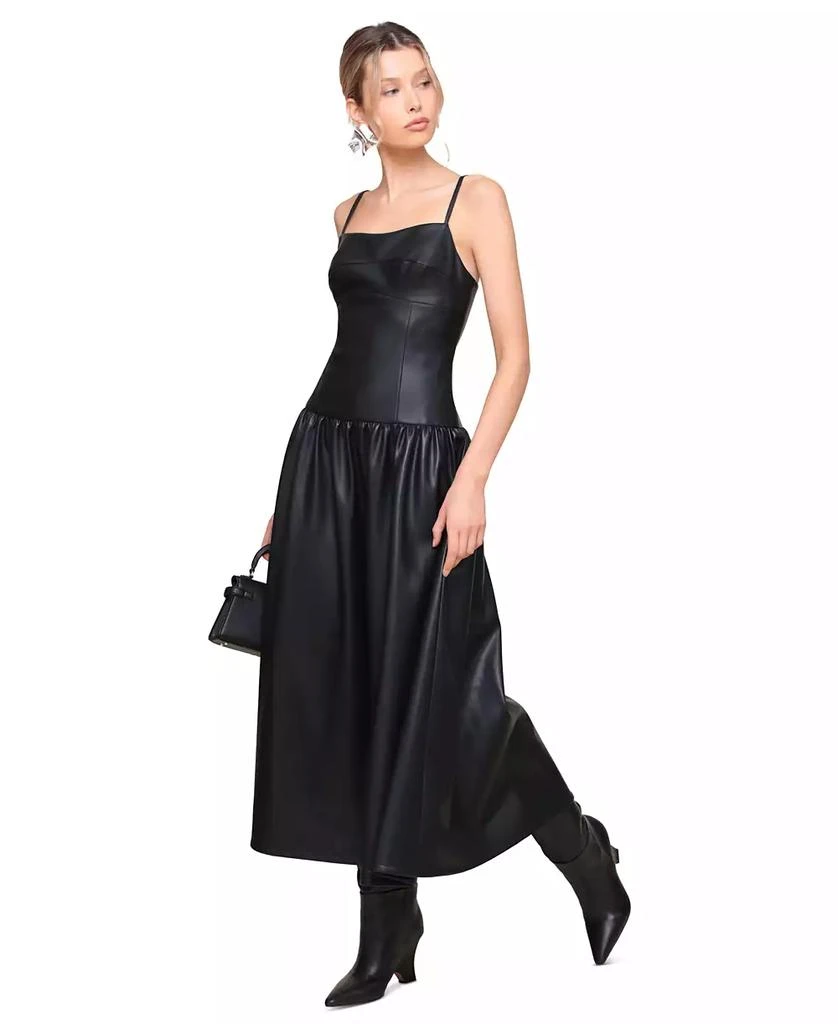 Avec Les Filles Women's Faux-Leather Drop-Waist Maxi Dress 1
