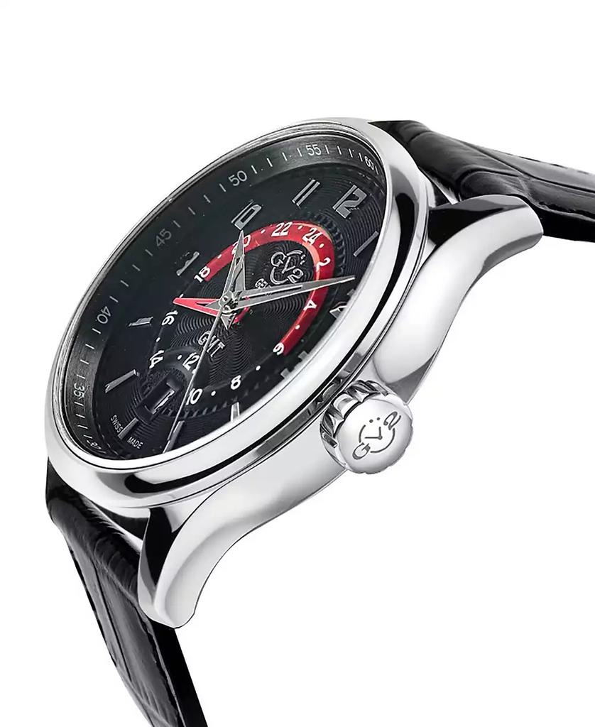 Gevril Men's Giromondo Swiss Quartz Black Leather Watch 42mm