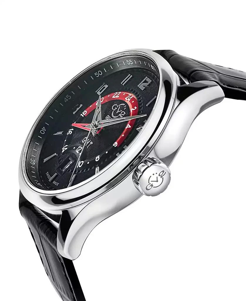 Gevril Men's Giromondo Swiss Quartz Black Leather Watch 42mm 2