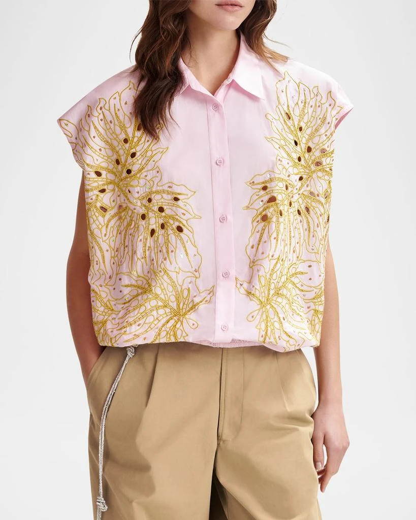Essentiel Hebraska Embroidered Button-Front Shirt 4