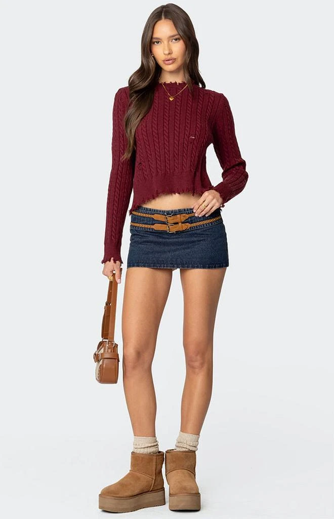 Edikted Split Open Back Cable Knit Sweater 2