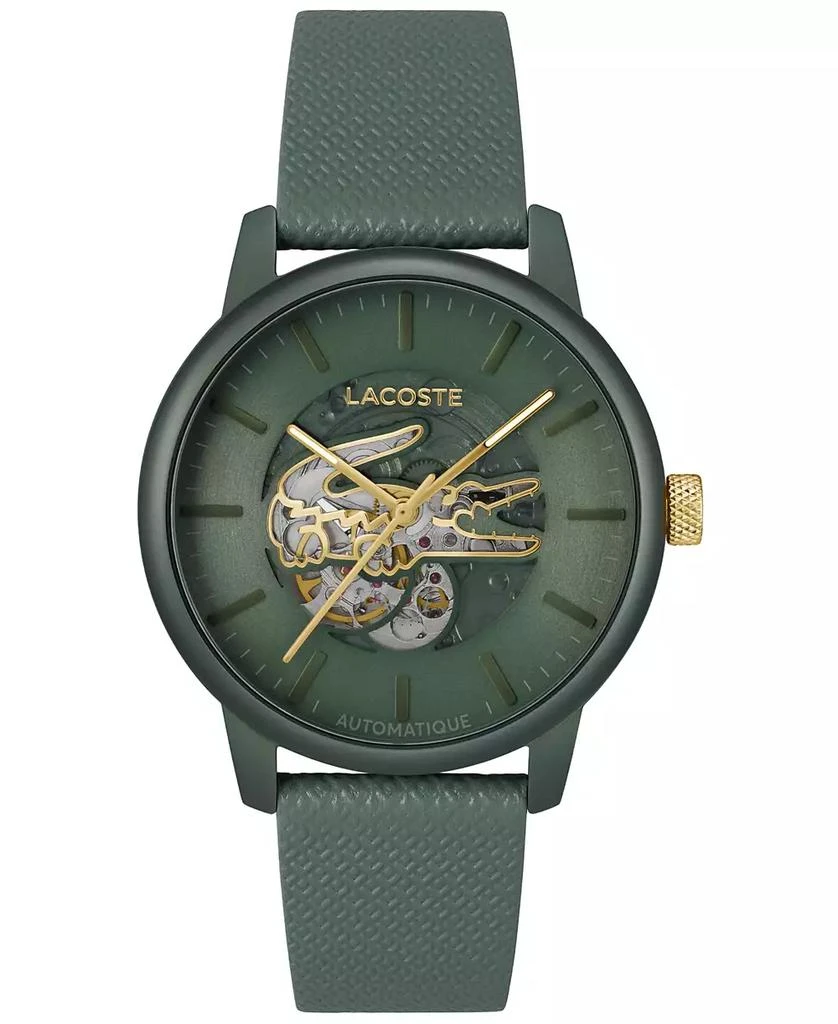 Lacoste L.12.12 Automatique Men's Green Leather Strap Watch 44mm 1