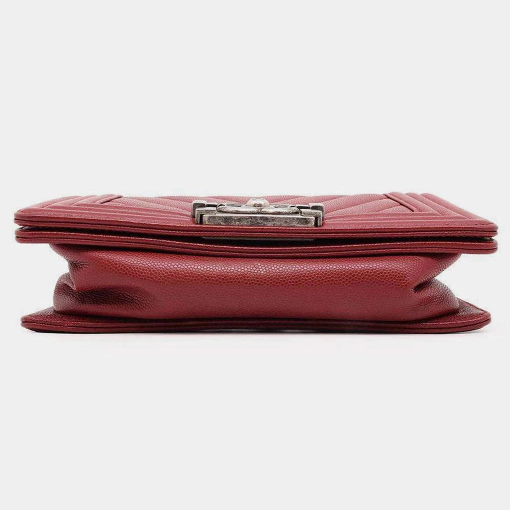Chanel Chanel Red Caviar Leather Small Chevron Boy Bag 9