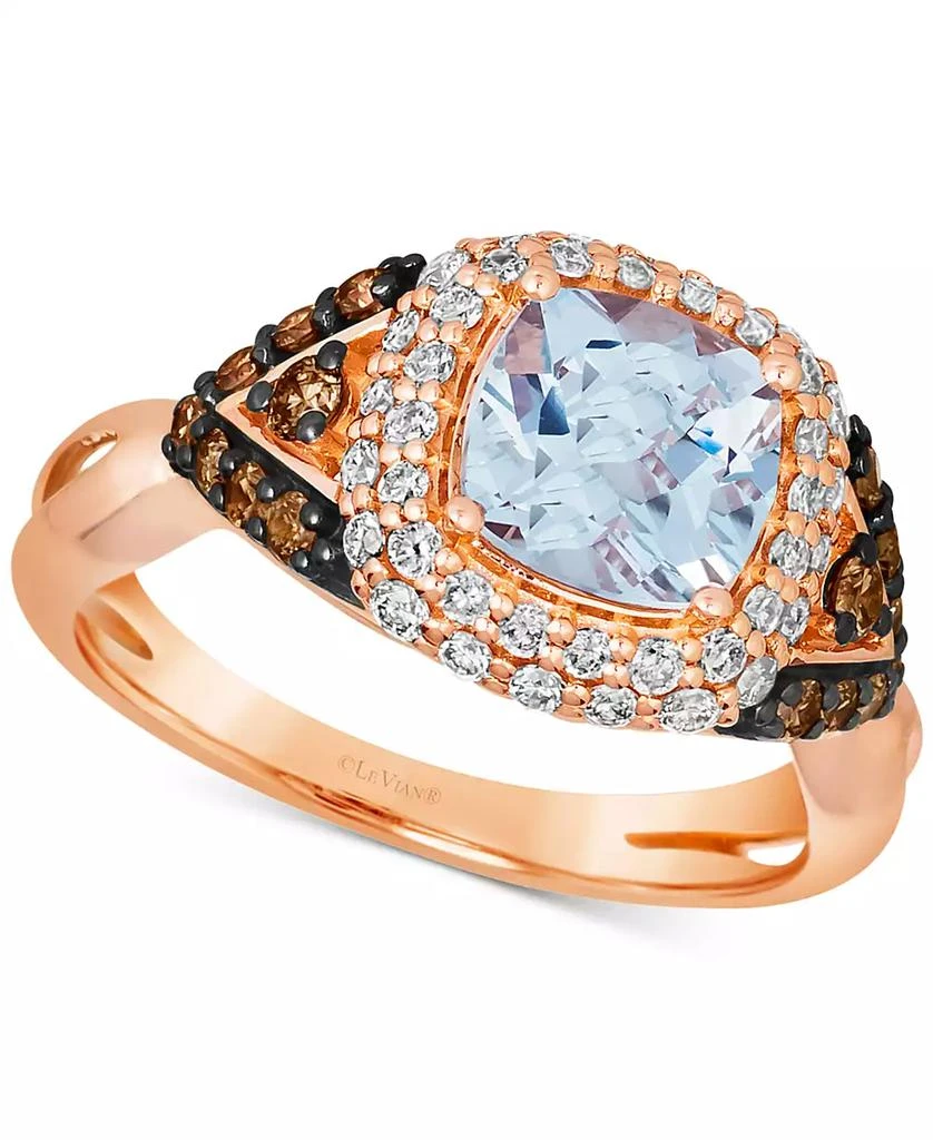 Le Vian Sea Blue Aquamarine (1-1/4 ct. t.w.) 
Diamond (3/4 ct. t.w.) Halo Ring in 14k Rose Gold