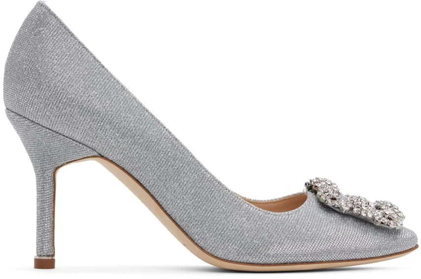 Manolo Blahnik Silver Hangisi Heels 1