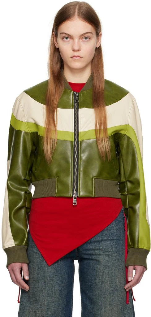 ANDERSSON BELL Green & Beige Lilu Bomber Jacket 1