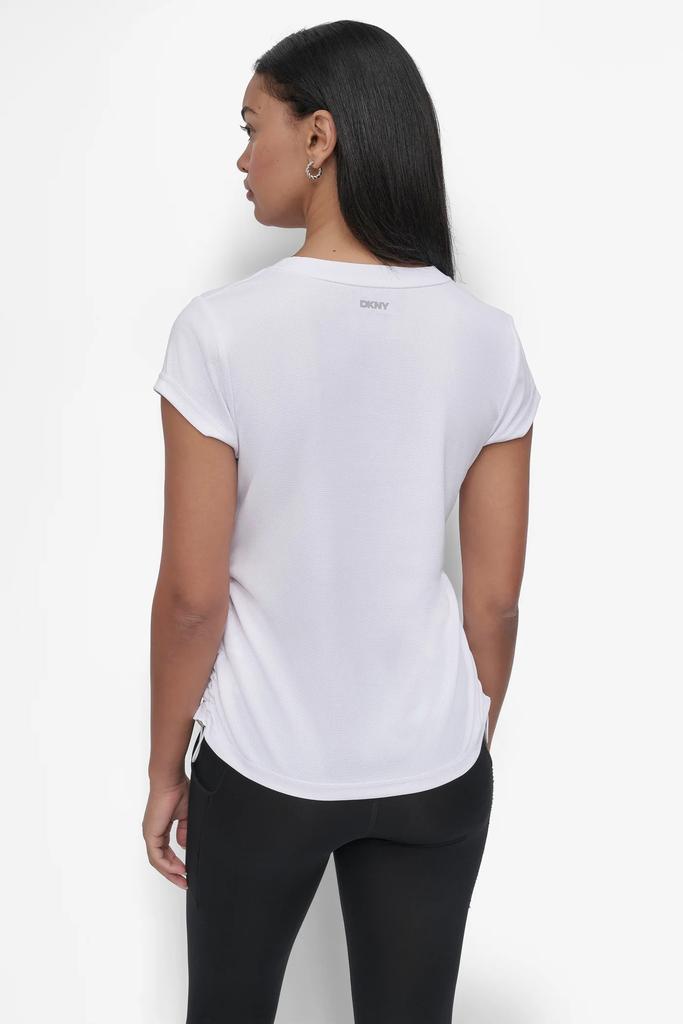 DKNY SHORT SLEEVE TECH TEE WITH RUCHED SIDE SEAMS