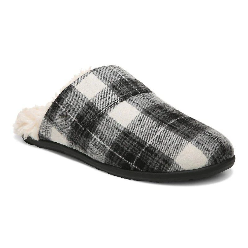 VIONIC Men's Alfons Orthotic Comfort Slipper Medium Width In Black Plaid 1
