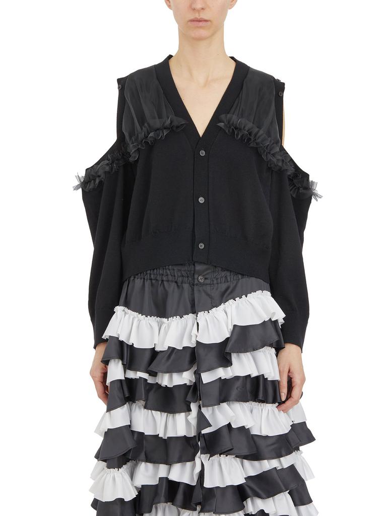 Noir Kei Ninomiya Noir Kei Ninomiya Ruffle-Detailed V-Neck Cardigan