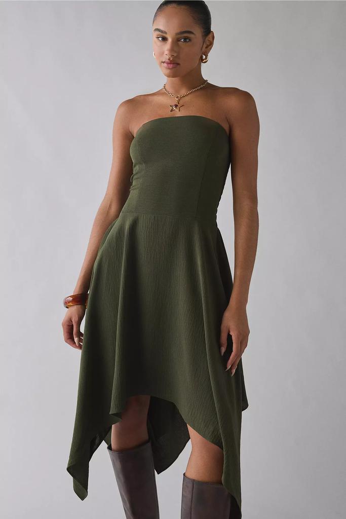 Urban Outfitters UO Be My World Strapless Asymmetrical Hanky Hem Knee-Length Dress