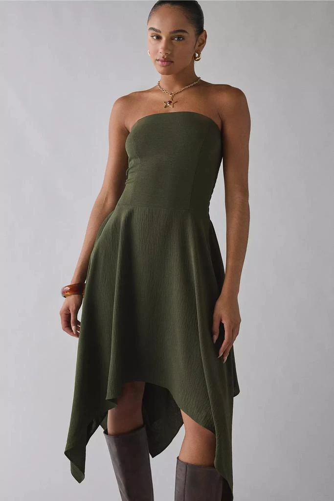 Urban Outfitters UO Be My World Strapless Asymmetrical Hanky Hem Knee-Length Dress 2