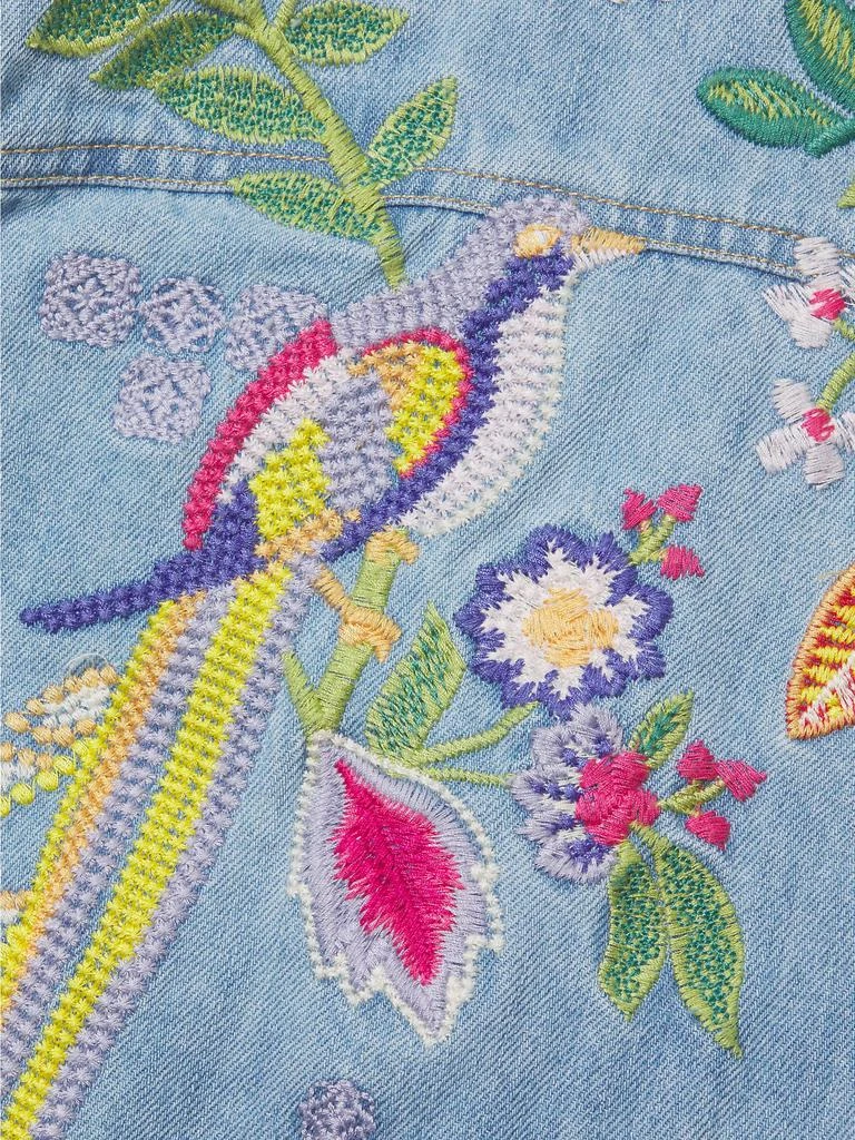 Johnny Was Jeanette Embroidered Floral Denim Crop Jacket 6