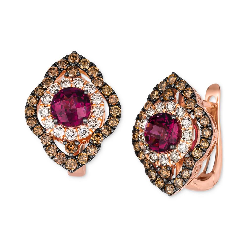 Le Vian Pomegranate Garnet (1-7/8 ct. t.w.) & Diamond (1-1/2 ct. t.w.) Leverback Earrings in 14k Rose Gold