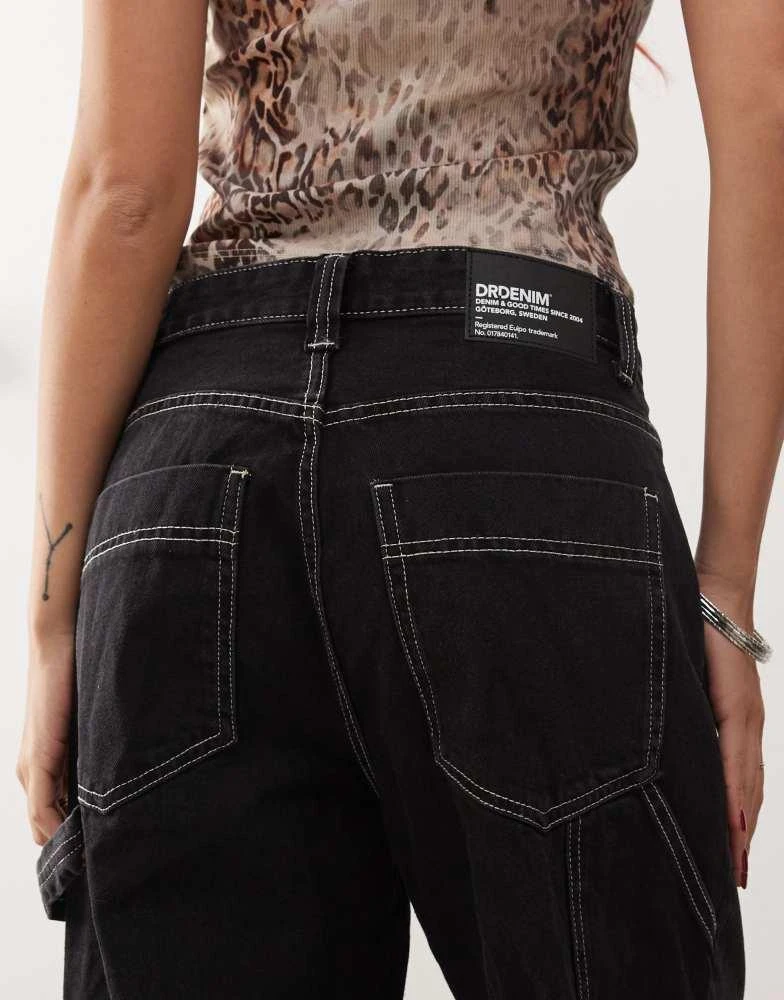 Dr Denim Dr Denim Faye Worker baggy fit mid waist with workwear detail in black 4