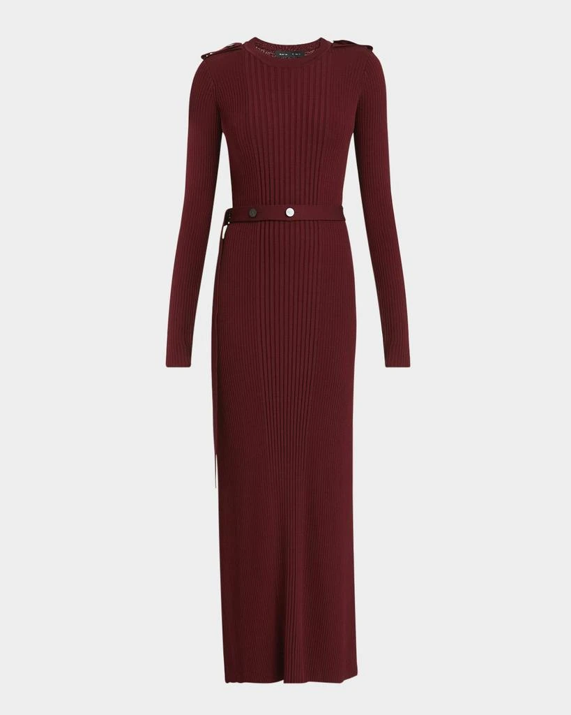 Proenza Schouler Lauryn Belted Silk-Viscose Knit Maxi Sweater Dress 1