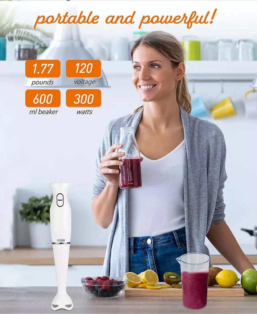 Commercial Chef Immersion Blender, Hand Blender with Stainless Steel Blades, Immersion Blender with Quiet Motor, Electric Mini Blender for Delicious Food 4