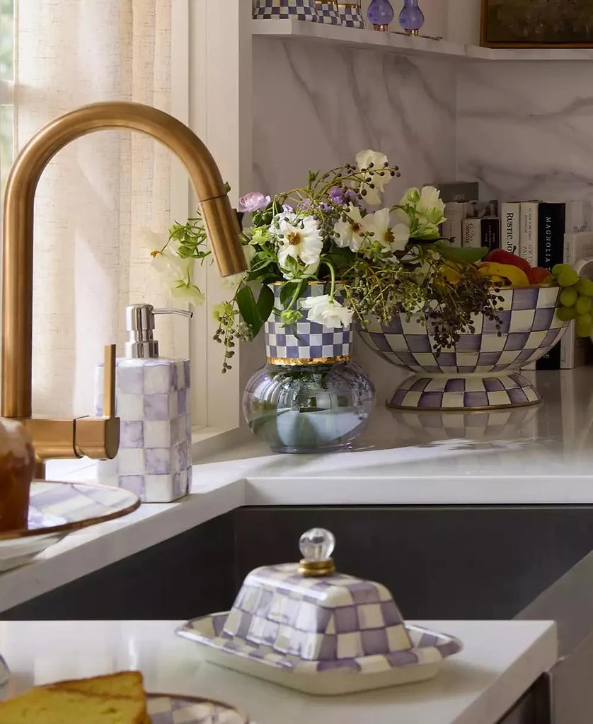 MacKenzie-Childs Violet Check Glass Vase 2