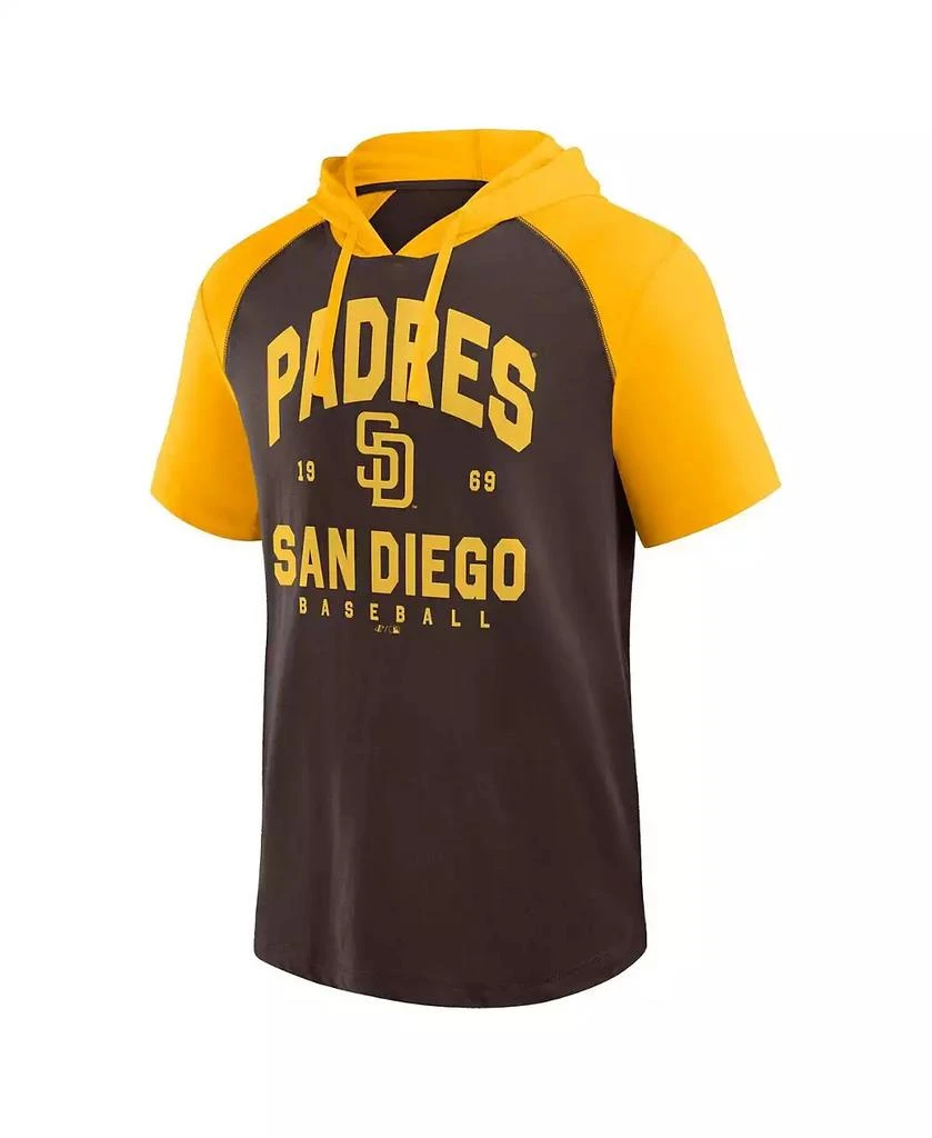 Fanatics Men's Brown San Diego Padres Prime Raglan Short Sleeve Hoodie T-Shirt 3