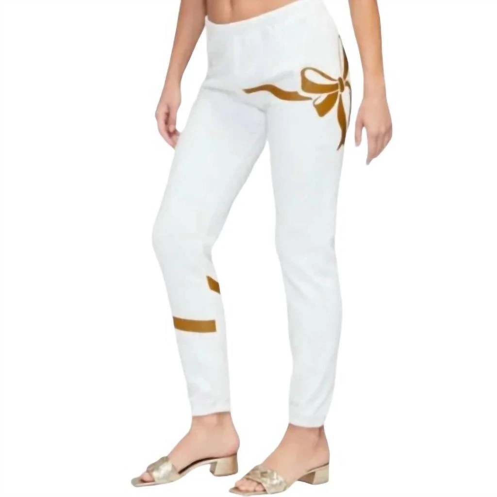 Wildfox Open Me First Bow Joggers In Cream 1