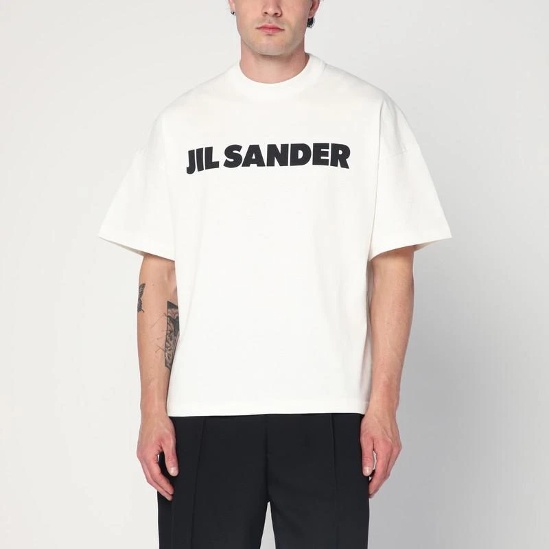Jil Sander White wide t-shirt with logo 1