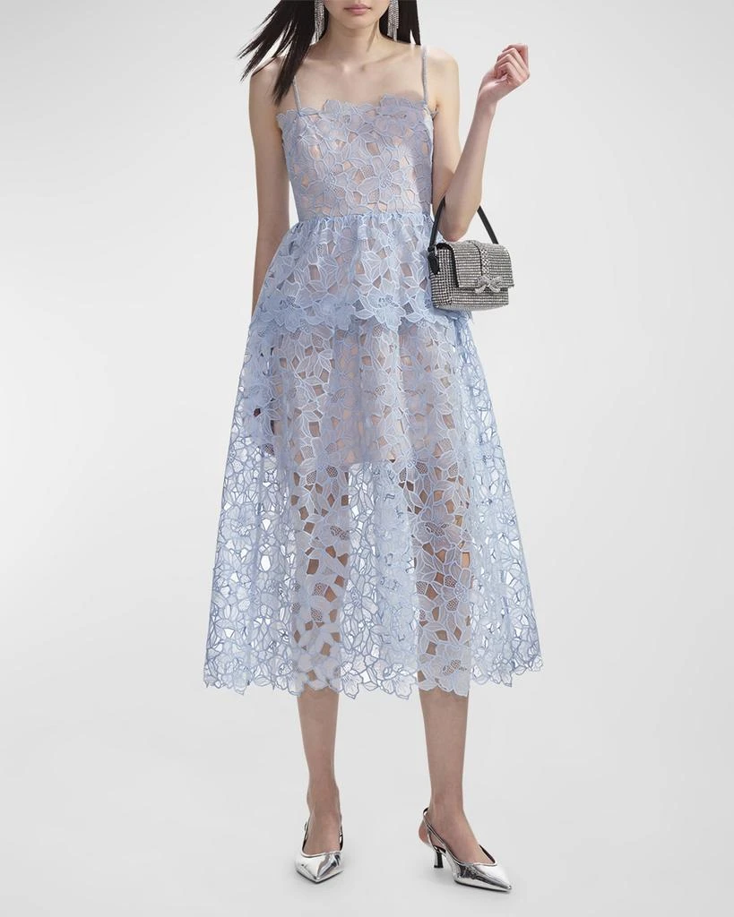 Self Portrait Organza Lace Tiered Midi Dress 1