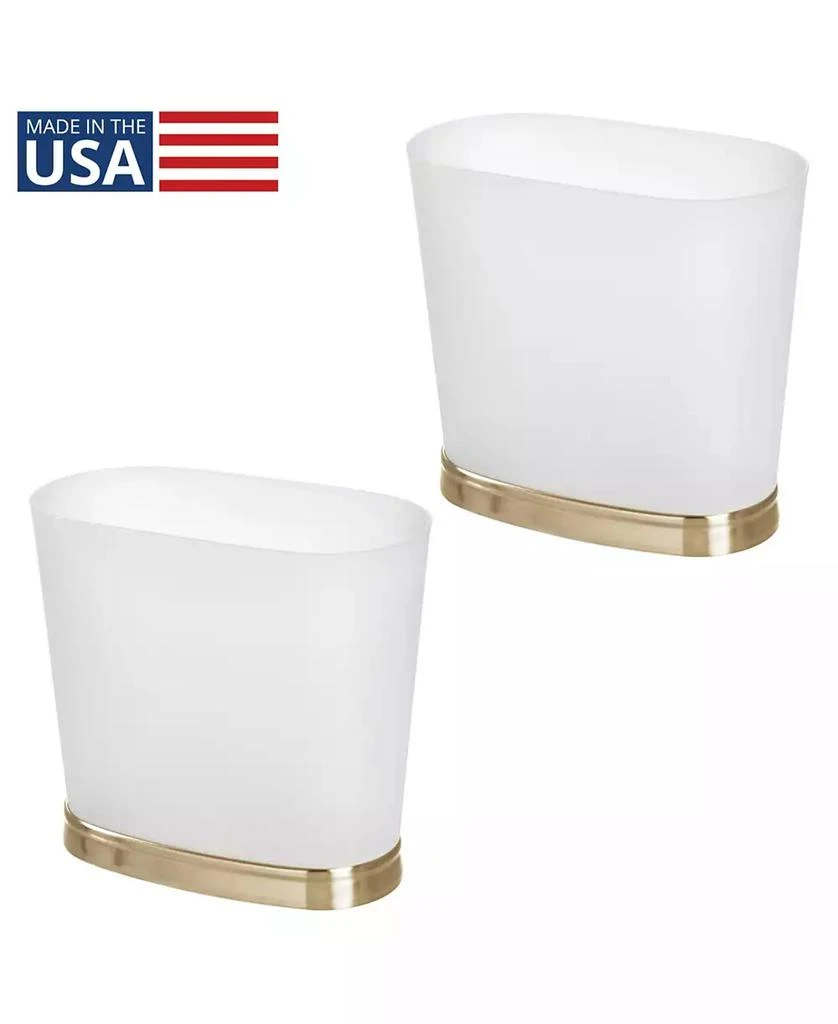 iDesign Small Oval Bathroom Trash Can - Frost/Soft Brass - Made in USA