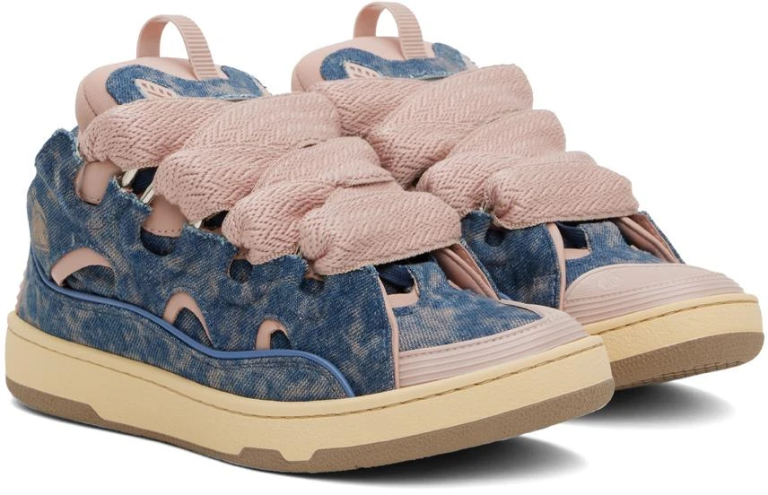 Lanvin SSENSE Exclusive Blue & Pink Curb Denim Sneakers 4