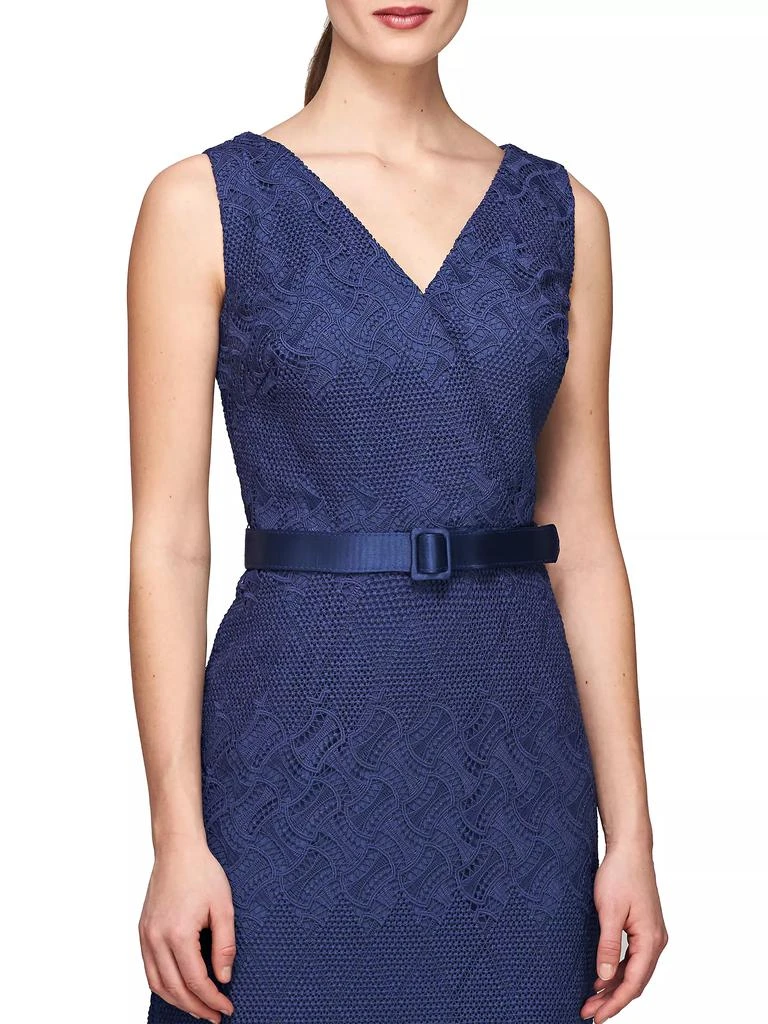 Kay Unger Hendrix Belted Lace Column Gown 5