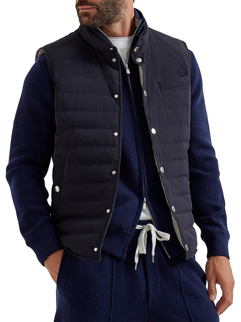 Brunello Cucinelli Bonded Taffeta Lightweight Down Vest