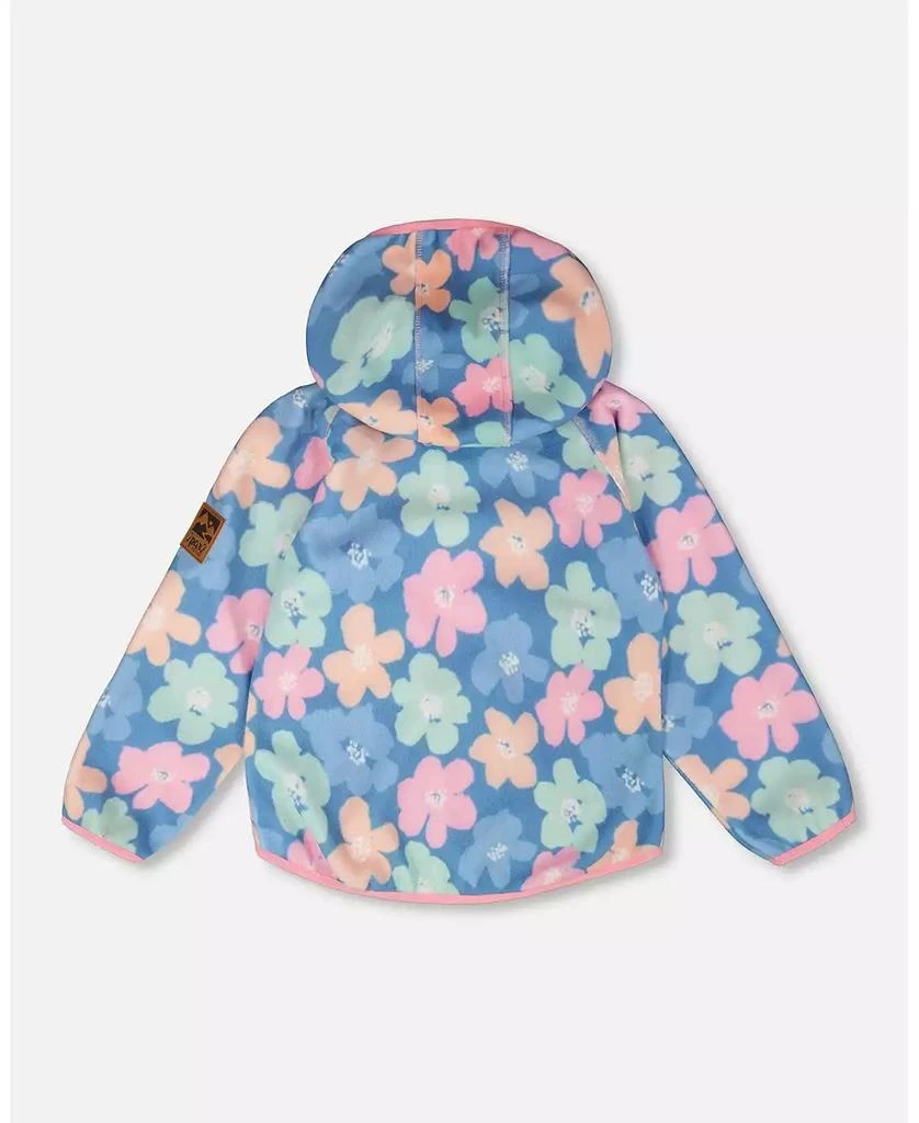 Deux par Deux Toddler Girls Softshell Jacket Blue Flower Print 3