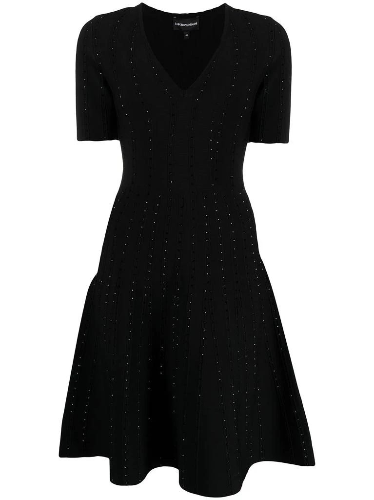 Emporio Armani flared rhinestone-embellished dress - women 1